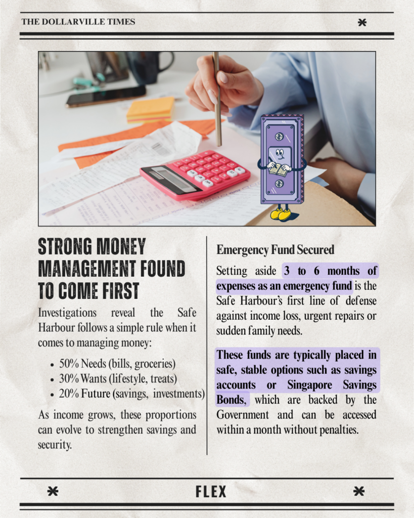 Use the 50-30-20 budgeting rule of thumb for starters, and secure an emergency fund in savings accounts and Singapore Savings Bonds