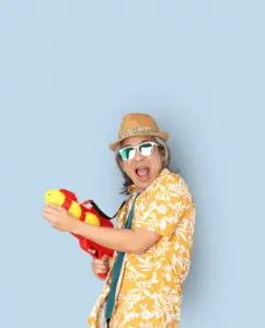 Your Special Account (SA): Your Future Self's Best Friend Senior asian man wearing summer clothes holding water gun