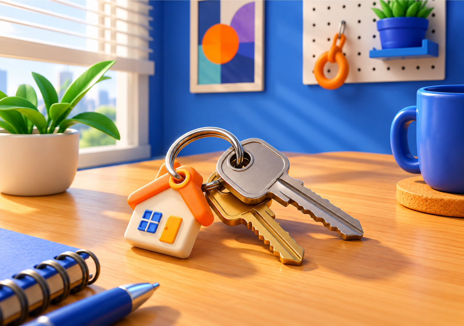 A set of house keys resting on a table